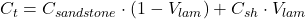 C_t = C_{sandstone}\cdot (1 - V_{lam}) + C_{sh}\cdot V_{lam}