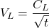 V_L = \dfrac{C_L}{\sqrt{t}}