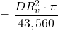 = \dfrac{DR_{v}^2\cdot \pi }{43,560}