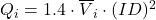 Q_i=1.4\cdot \overline {V}_i\cdot (ID)^2