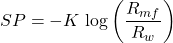 SP = -K\, \log \left( \dfrac{R _{mf}}{R_w} \right)