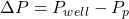  \Delta P = P_{well} - P_p 