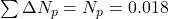 \sum \Delta N_{p}=N_{p}=0.018