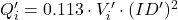 Q'_i=0.113\cdot V'_i\cdot (ID')^2