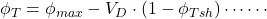\phi _T = \phi _{max} - V_D \cdot (1 - \phi _{Tsh})\cdots \cdots