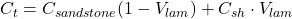 C_t = C_{sandstone} (1 - V_{lam}) + C_{sh}\cdot V_{lam}