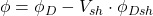 \phi = \phi _D - V_{sh} \cdot \phi _{Dsh}