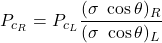 Rendered by QuickLaTeX.com P_{c_{R}}=P_{c_{L}} \dfrac{(\sigma \ \cos \theta)_R}{(\sigma \ \cos \theta)_L}