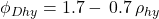\phi _{Dhy} = 1.7 - \, 0.7\, \rho _{hy}