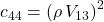 c_{44} = \left( \rho\, V_{13} \right)^2