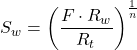 S_w = \left (\dfrac{F\cdot R_w }{R_t} \right )^{\frac{1}{n}}