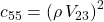 c_{55} = \left( \rho\, V_{23} \right)^2