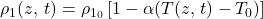 \rho_1(z,\,t)=\rho_{1_{0}} \left[ 1 - \alpha (T(z,\, t) - T_0) \right]