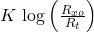 \small K \, \log \left ( \frac{R_{xo}}{R_t} \right )