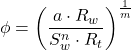 Rendered by QuickLaTeX.com \phi = \left( \dfrac{a \cdot R_w}{ S_w^n \cdot R_t} \right)^{\frac{1}{m}}
