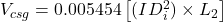 V_{csg} = 0.005454 \left [(ID_{i}^2)\times L_2 \right ]
