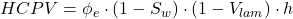 HCPV = \phi _e\cdot (1 - S_w)\cdot (1 - V_{lam})\cdot h