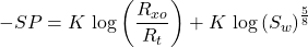 -SP = K \, \log \left ( \dfrac{R_{xo}}{R_t} \right ) + K\, \log \left ( S_w \right )^{\frac{5}{8}}