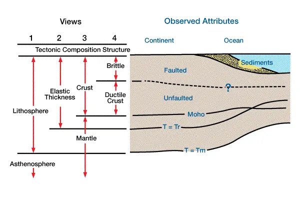 Different models of layers within the lithosphere