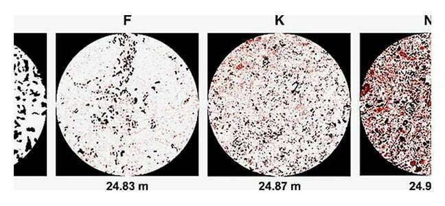 Heterogeneous carbonate core requiring full (2.5 inch) diameter analysis, Core Analysis